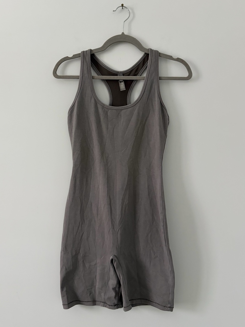 SKIMS Outdoor Mid Thigh Racerback Sleeveless Shorts Bodysuit Grey M